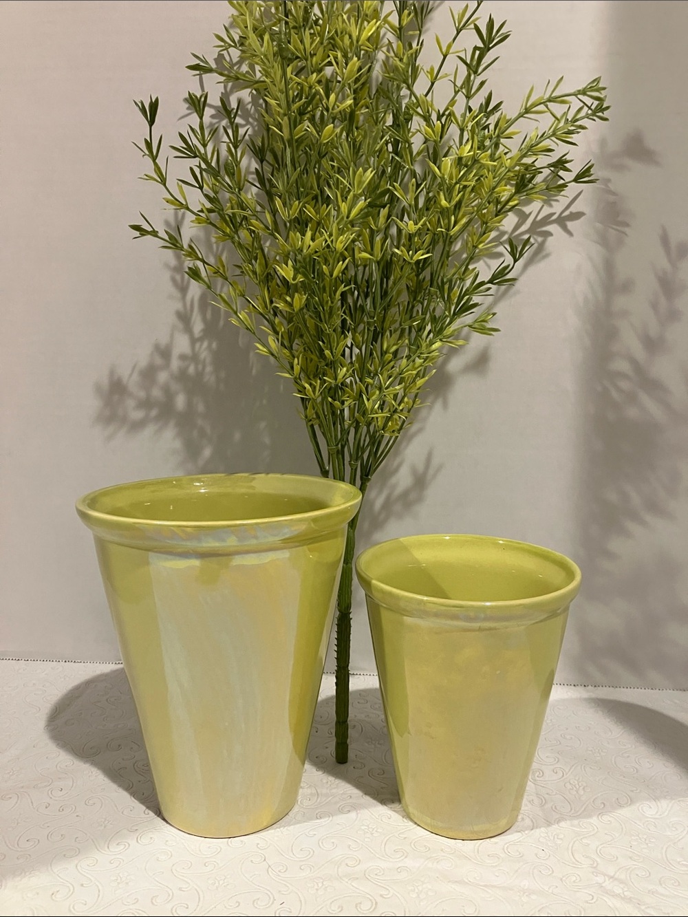 Green Ceramic Planter Set by